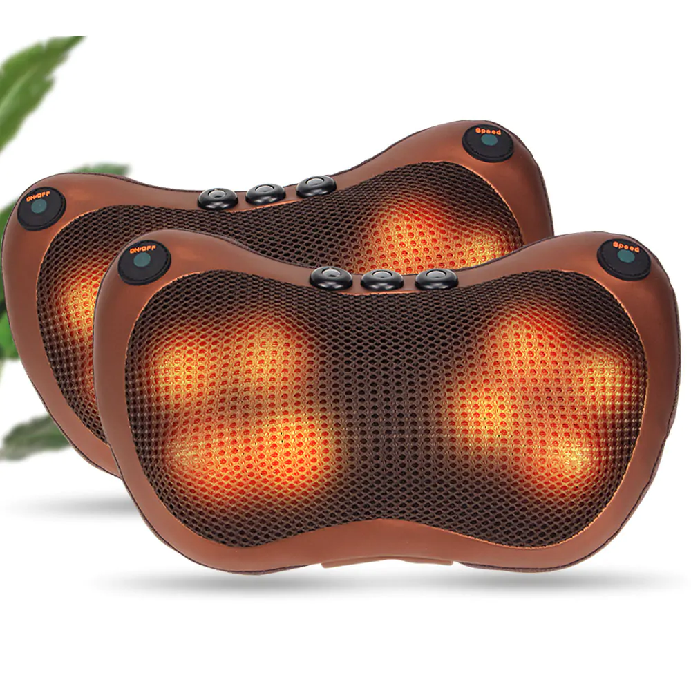 Роликовая массажная подушка Massage Pillow с инфракрасным подогревом