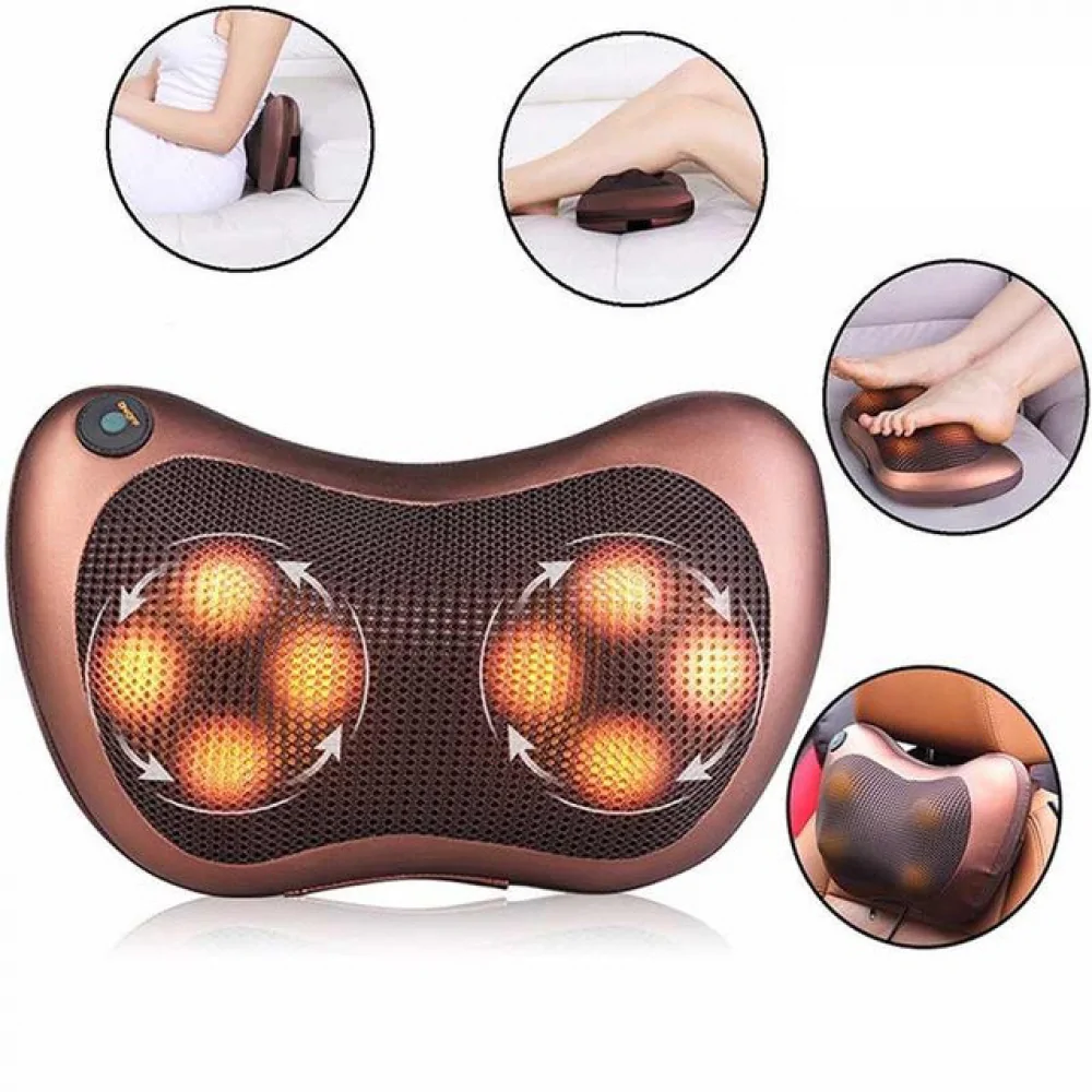 Роликовая массажная подушка Massage Pillow с инфракрасным подогревом