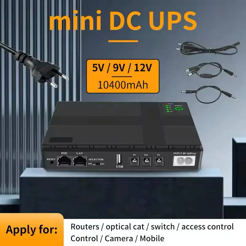 Джерело безперебійного живлення (ДБЖ) для роутерів DC1018p 10400mAh 5V 2A Чорний