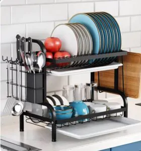 Кухонна сушарка для посуду з нержавіючої сталі Dish Storage Чорна Зручна сушарка для посуду 43x39x23.5 см