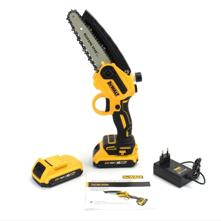 Акумуляторна міні пила DeWalt DCM160N (24V, 4AH, шина 20 см) з автоматичним змащенням ланцюга